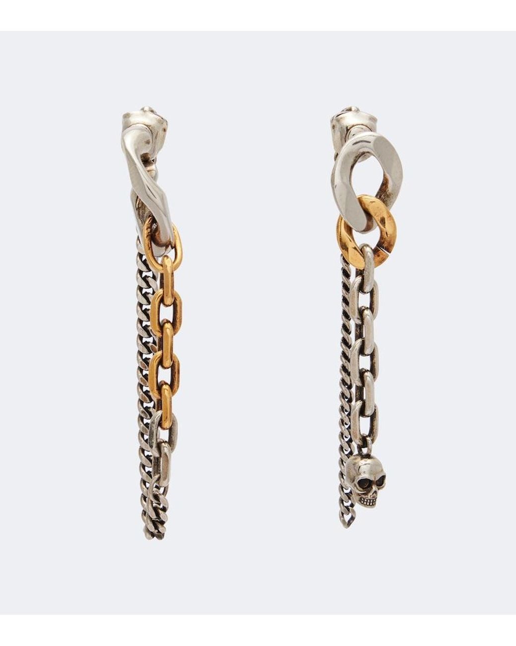 McQueen White Dual Chain Earrings