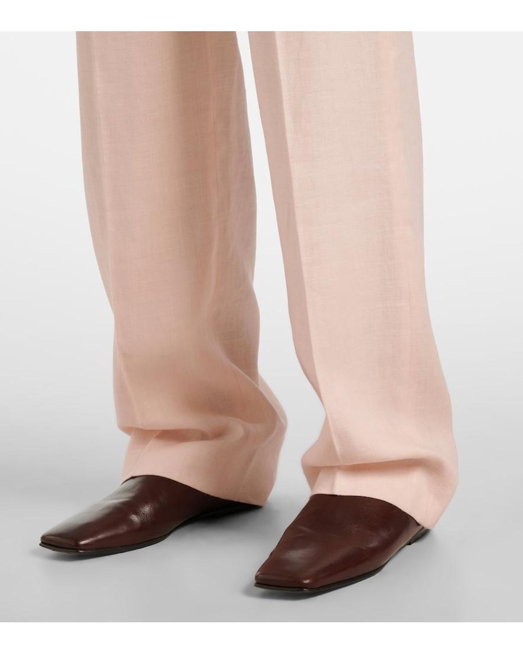 Loro Piana Pink Goldie Linen And Wool Straight Pants