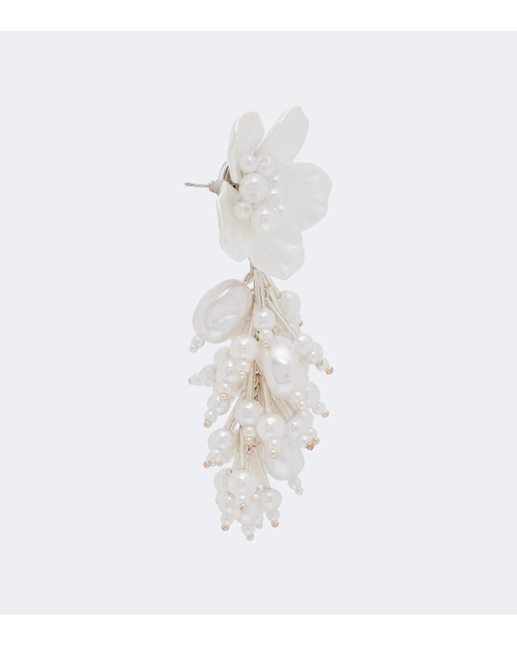 Self-Portrait White Floral Faux-Pearl Drop Earrings