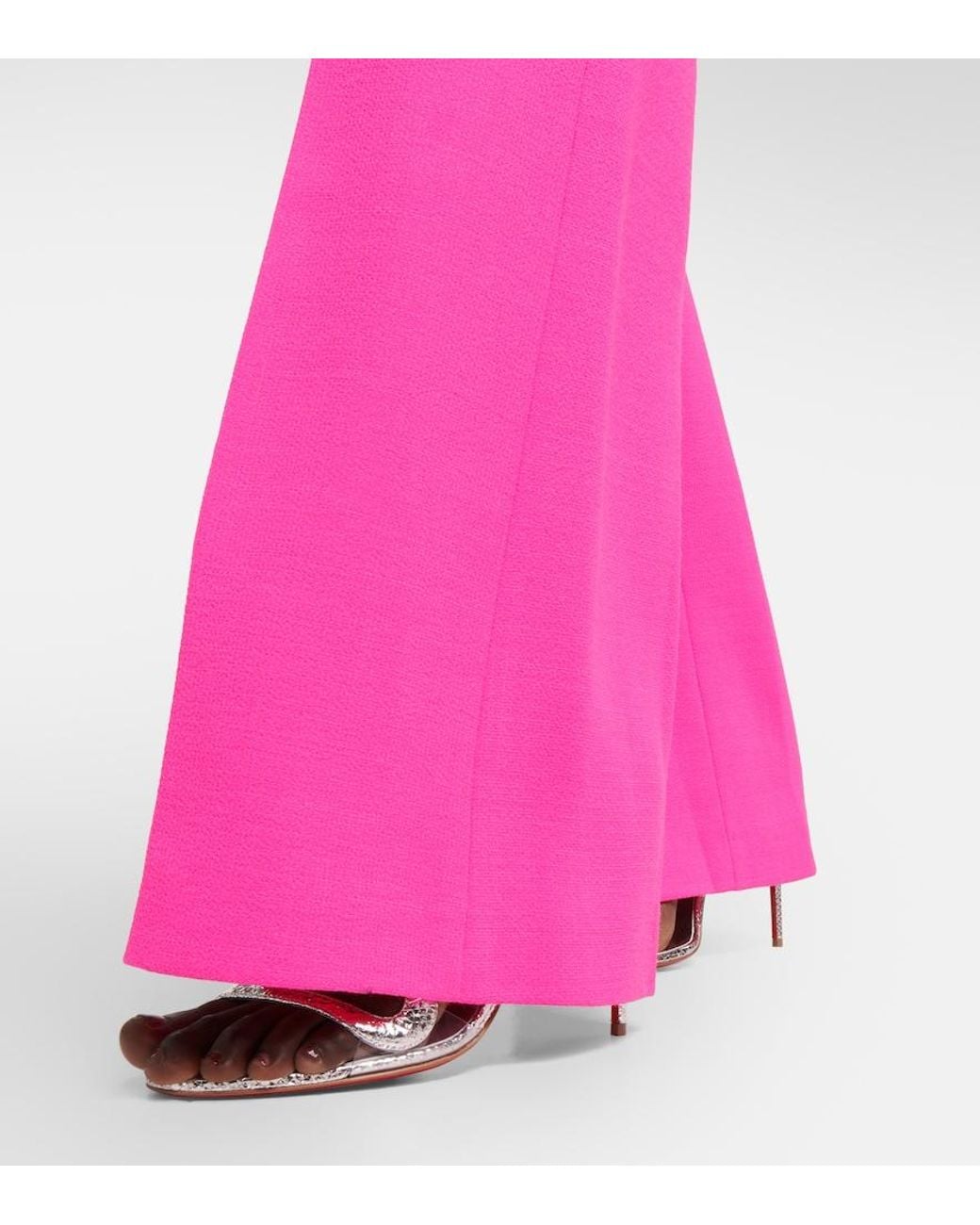 David Koma Pink High-rise Flared Wool-blend Pants