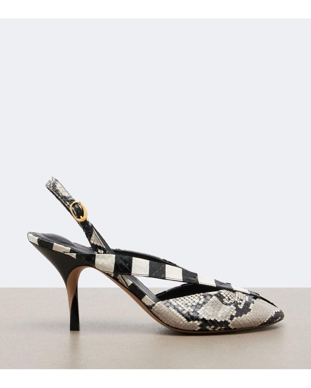Jacquemus Metallic Poisson Snake-Effect Leather Slingbacks