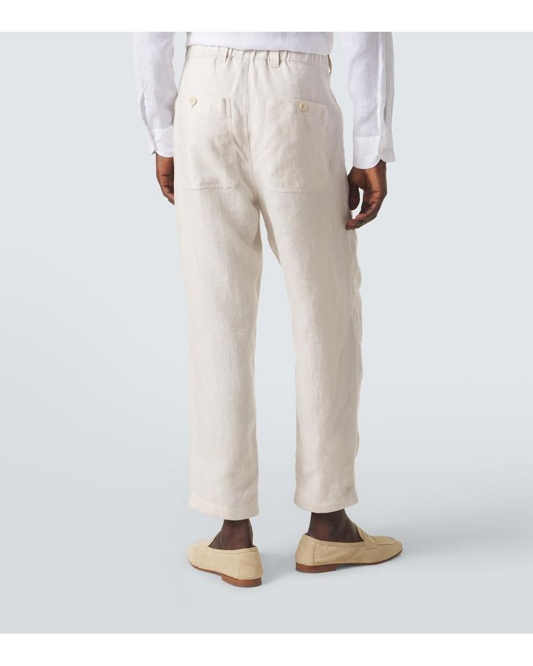 Brunello Cucinelli Natural Linen Straight Pants for men