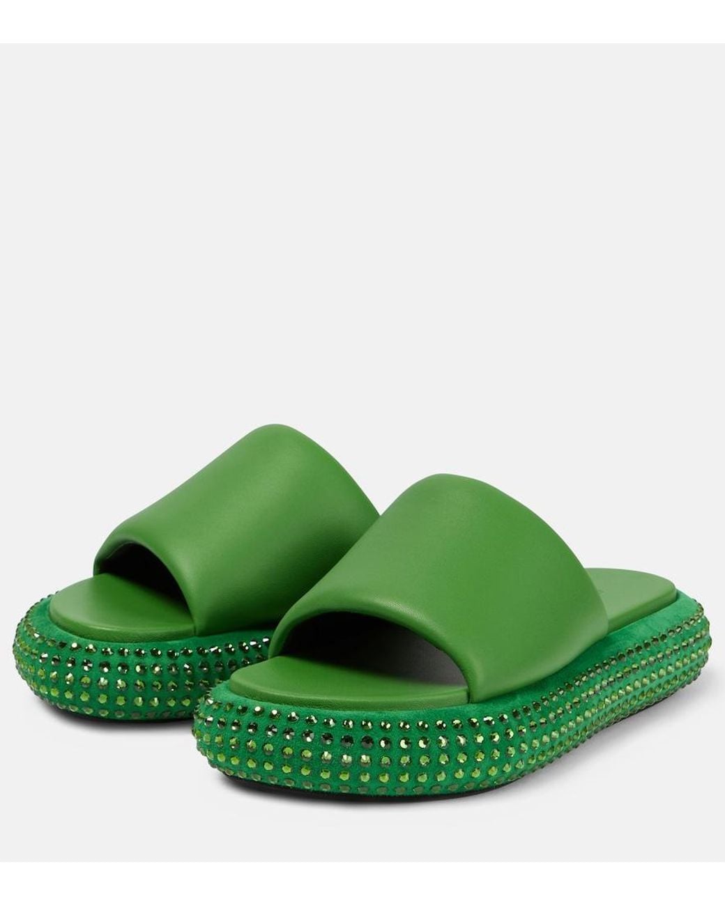J.W. Anderson Green Embellished Leather Slides