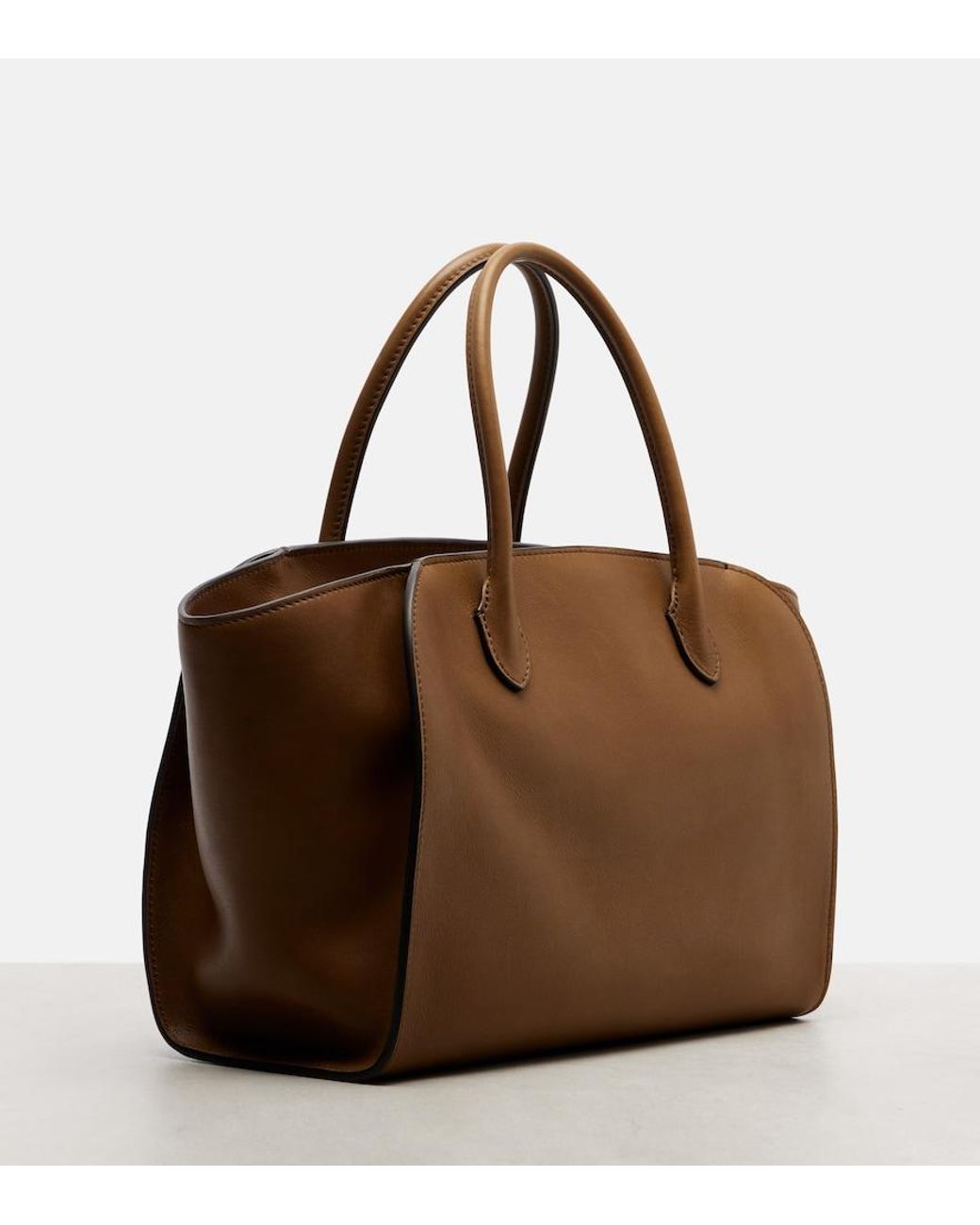 The Row Brown Marlo 12 Leather Tote Bag