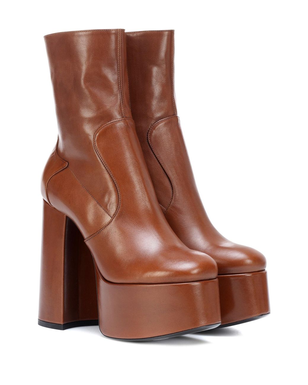 Saint Laurent Billy 140 Leather Ankle Boots in Brown | Lyst
