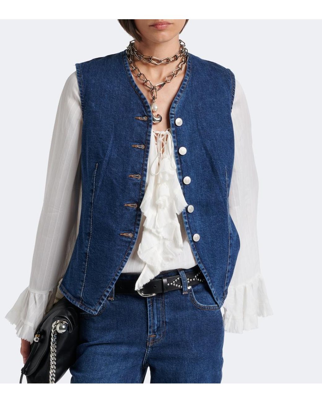 7 For All Mankind Blue Lady Denim Vest