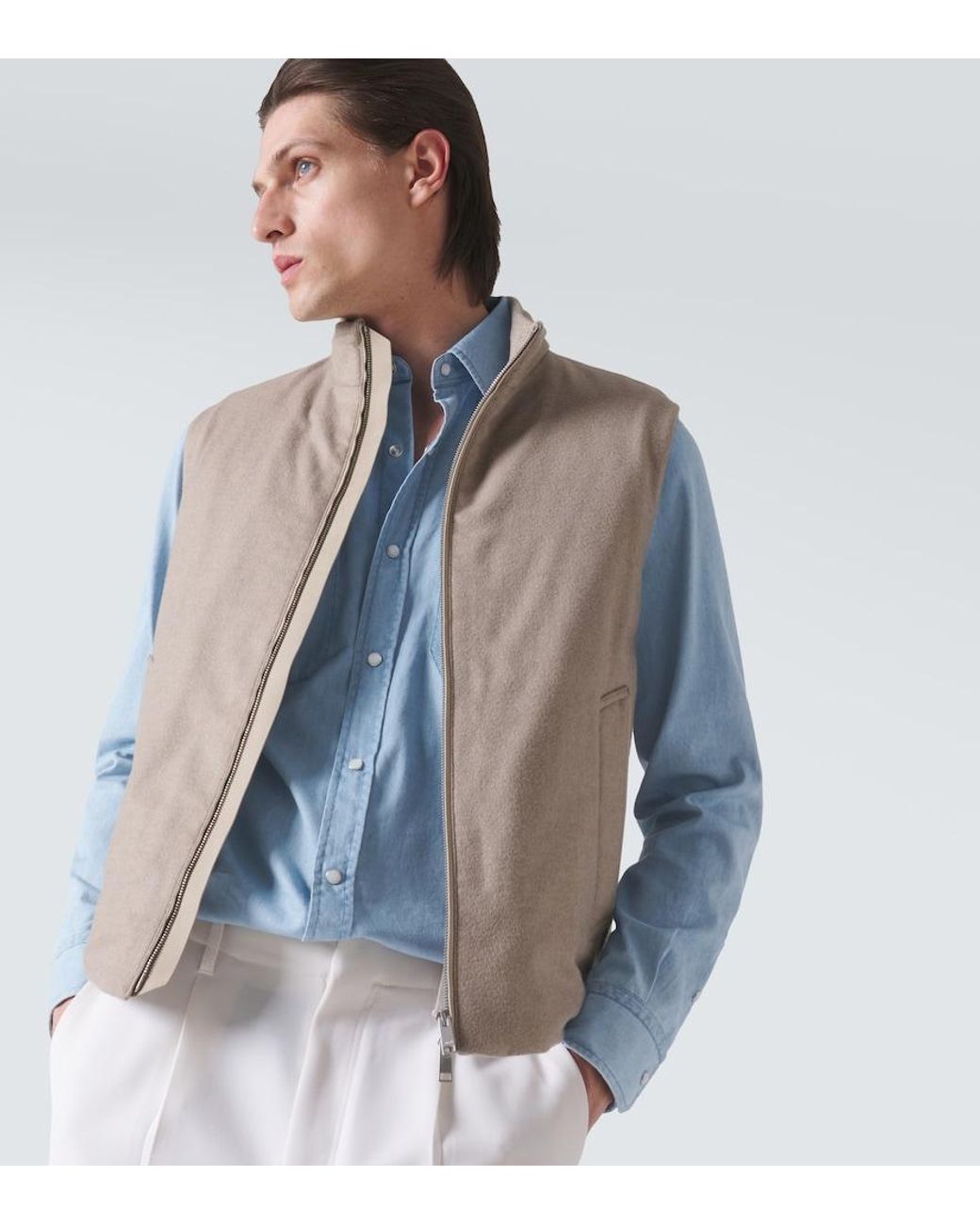 Zegna Blue Denim Western Shirt for men