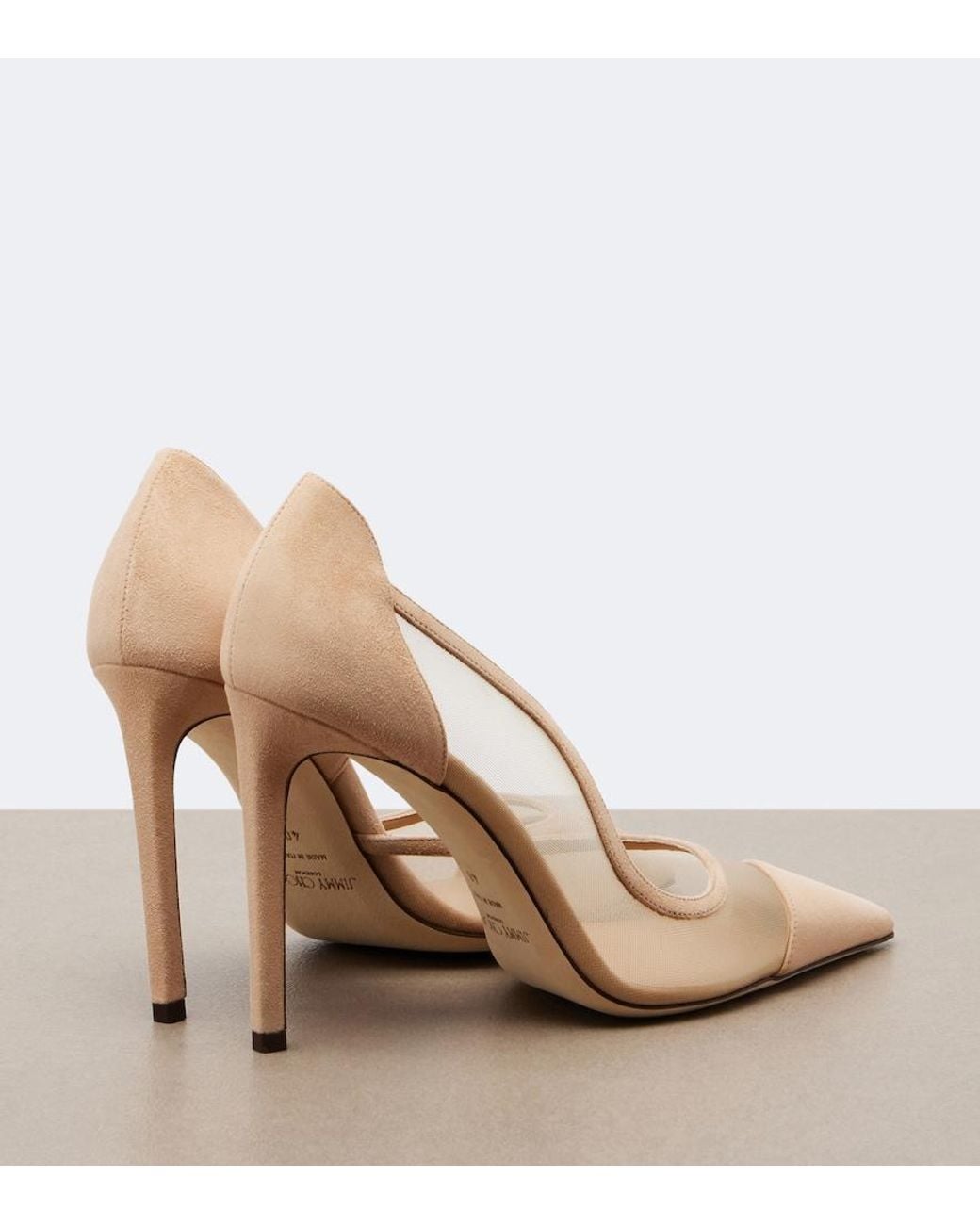 Jimmy Choo Natural Brigitte Suede And Mesh Pumps