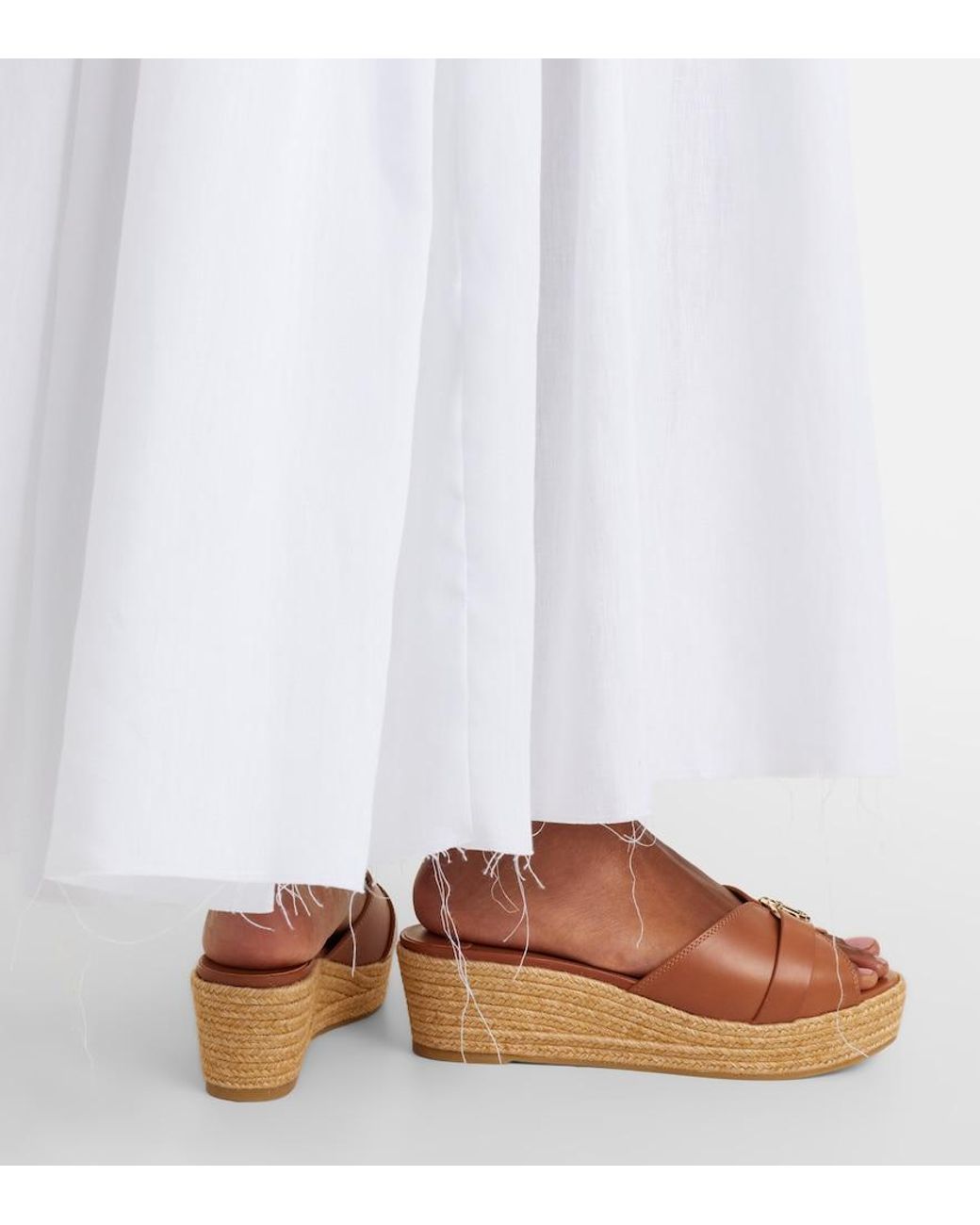 Jimmy Choo Brown Leda Leather Espadrille Wedges