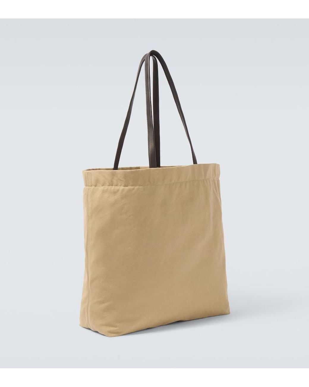 The Row Natural Tori Leather-Trimmed Canvas Tote Bag for men