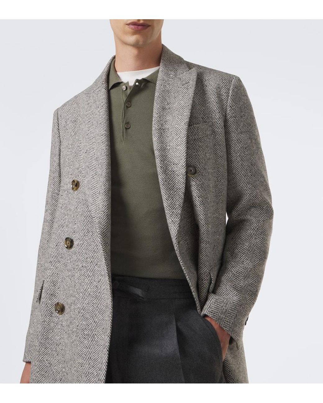 Canali Green Virgin Wool Polo Sweater for men