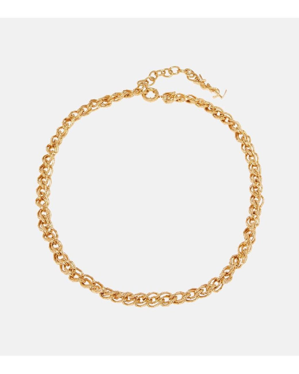 Saint Laurent Metallic Cassandre Chain Necklace