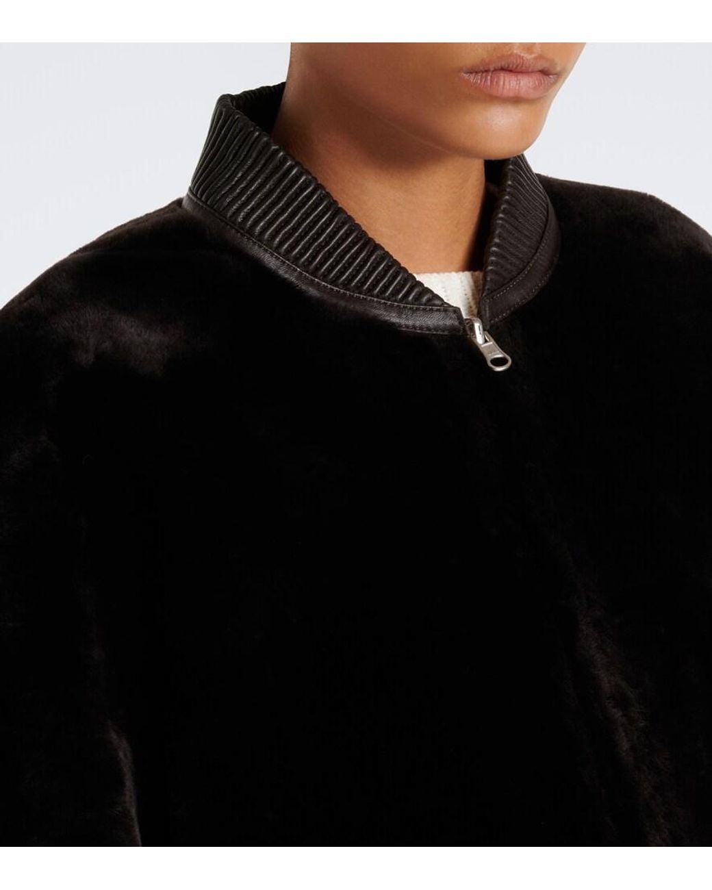 Arma Black Reversible Shearling Bomber Jacket