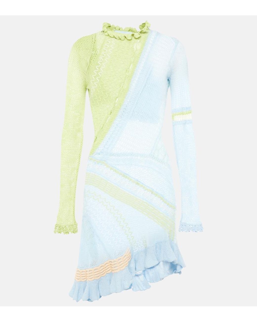 Roberta Einer White Ali Open-Knit Cotton Minidress