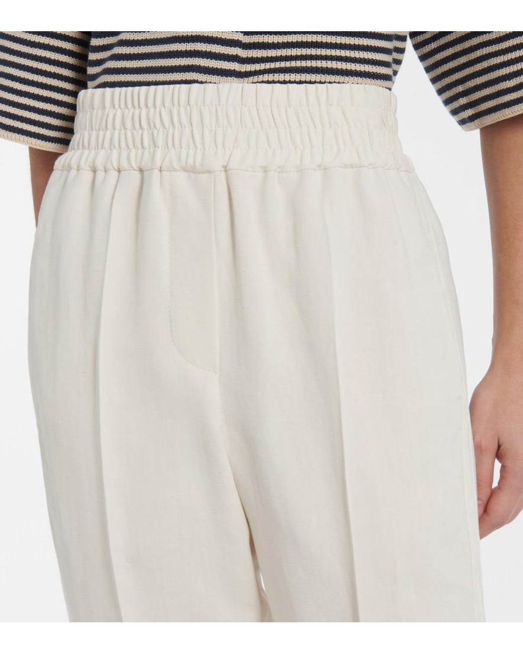 Brunello Cucinelli White Twill Tapered Pants