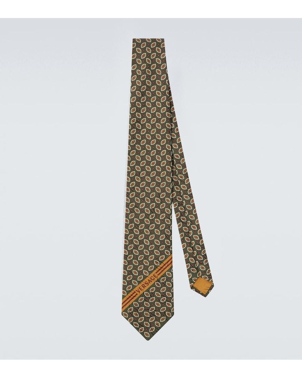 Versace Green Logo Printed Silk Tie for men