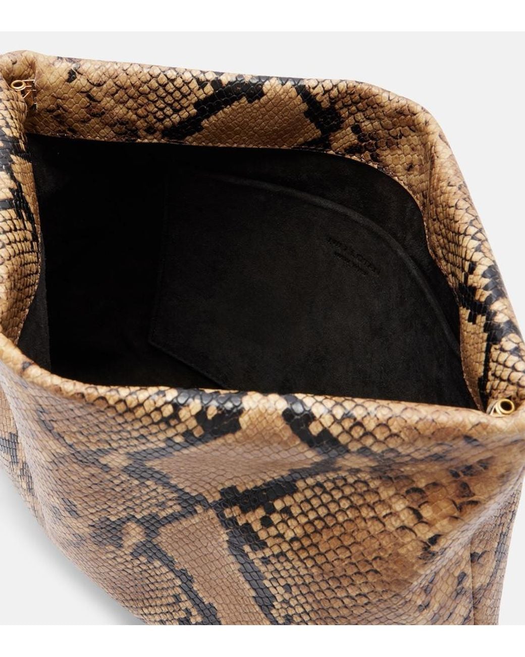Nili Lotan Brown Jerry Small Snake-Print Leather Clutch