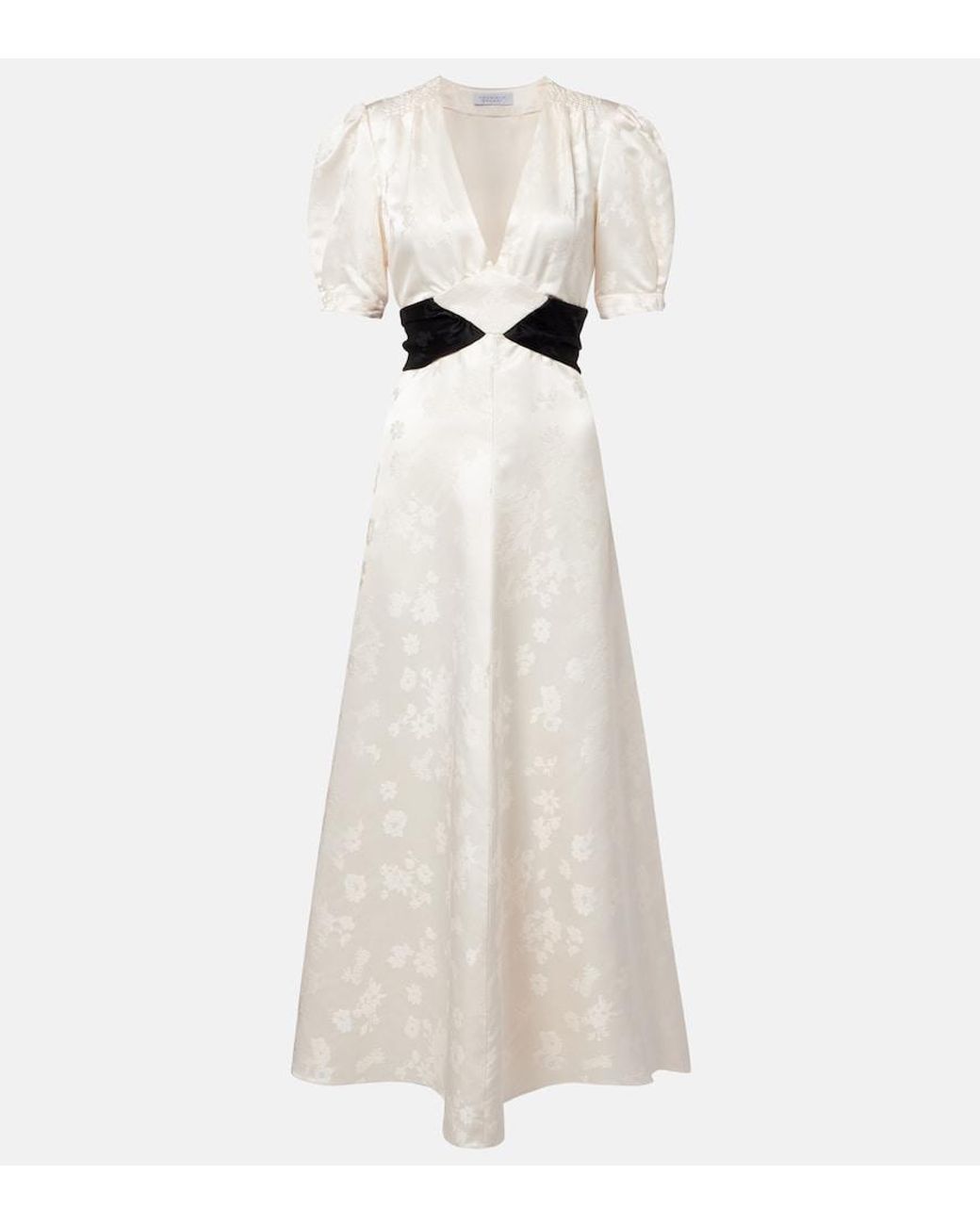 Gabriela Hearst White Larkin Floral Silk Midi Dress