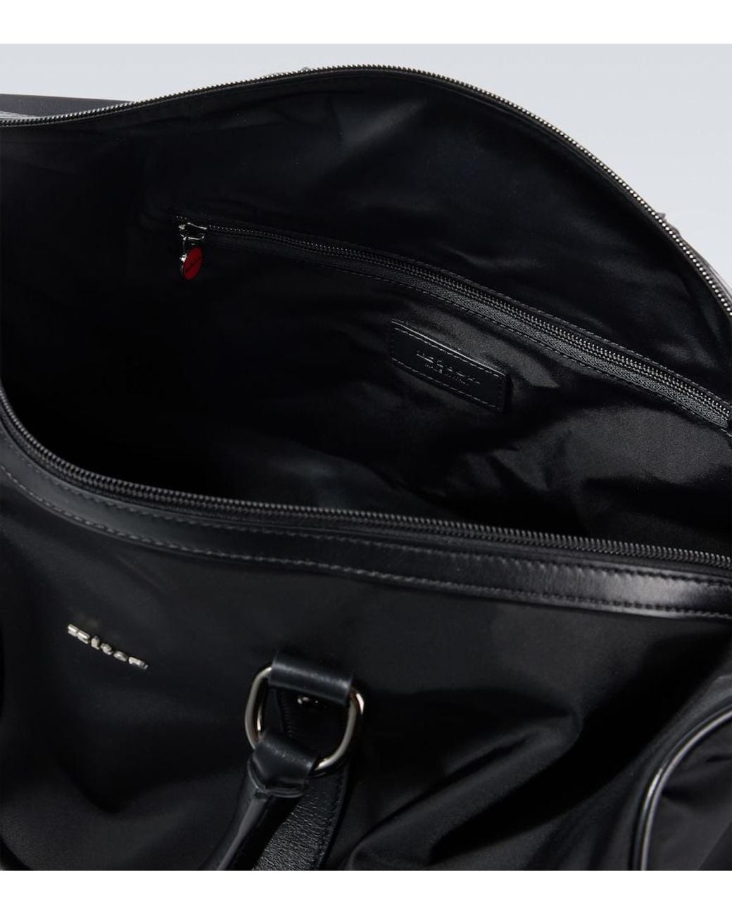 Kiton Black Leather-Trimmed Duffel Bag for men