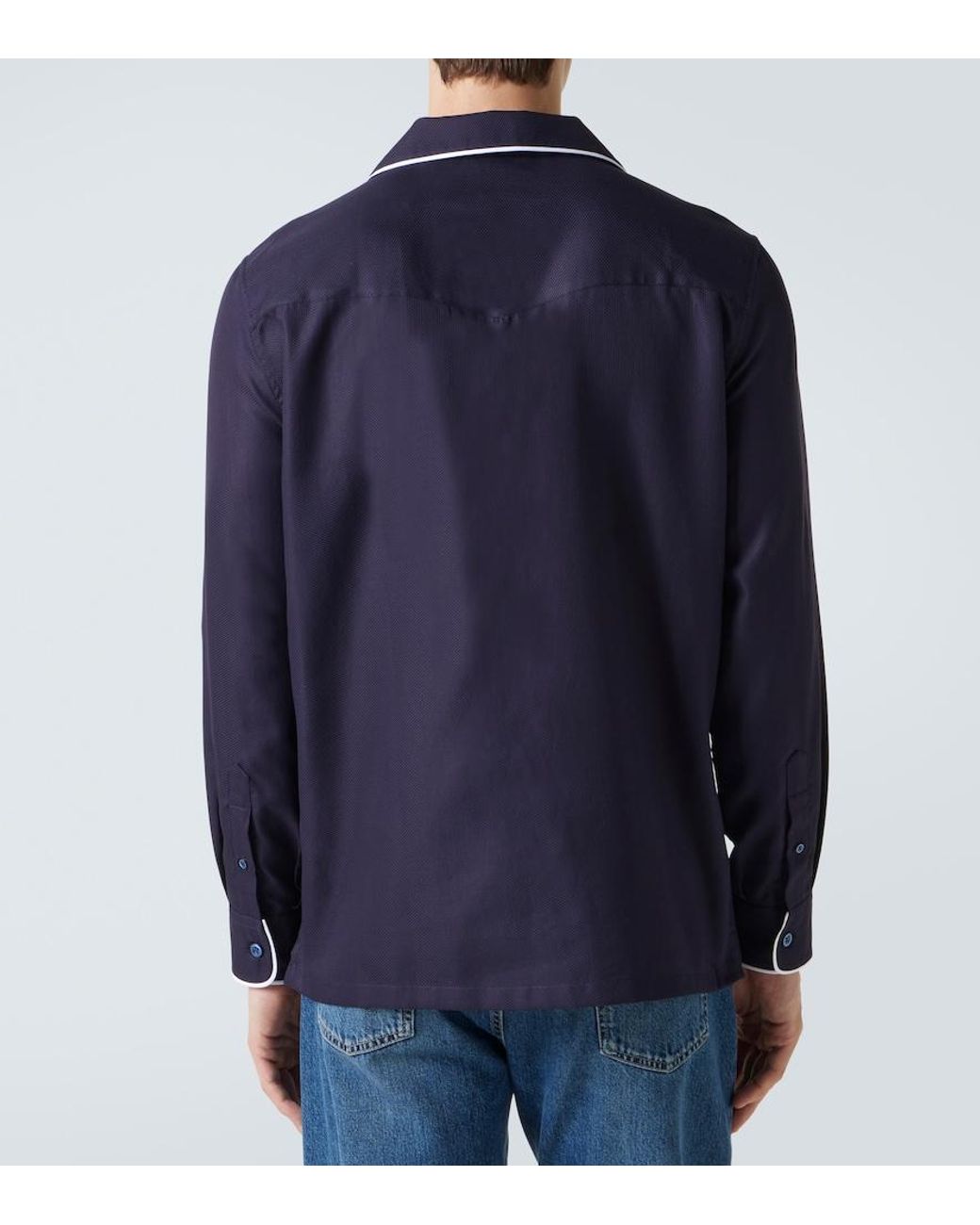 Brunello Cucinelli Blue Cotton Pajama Shirt for men