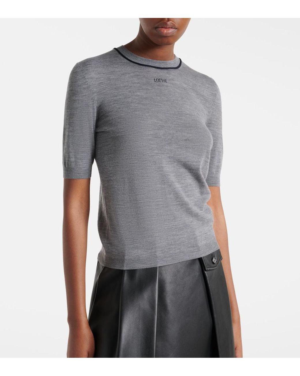 Loewe Gray Logo Wool Sweater