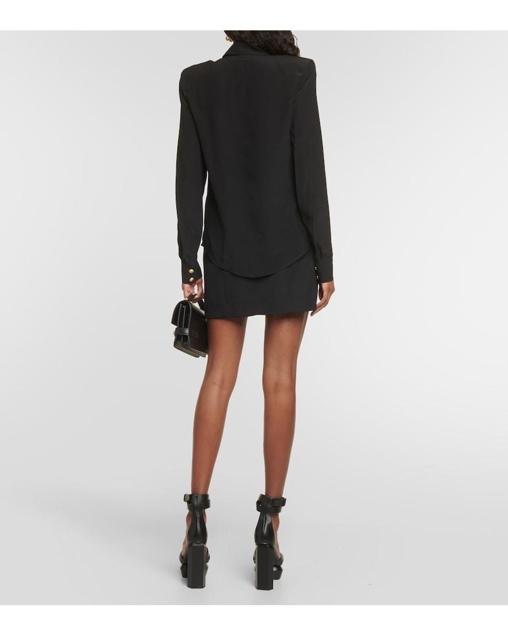 Balmain Black Crepe De Chine Shirt