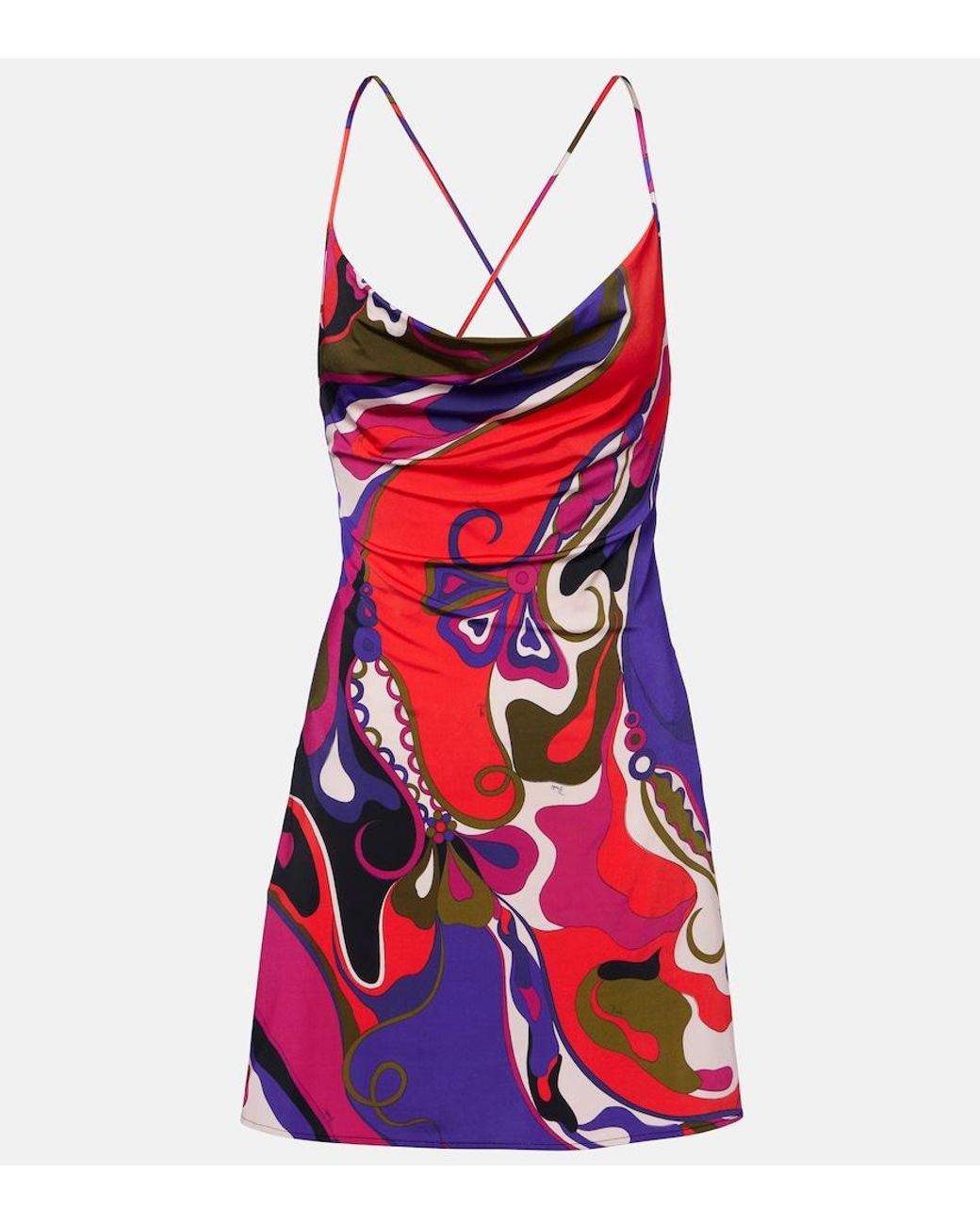 Emilio Pucci Red Orchidee Satin Jersey Minidress