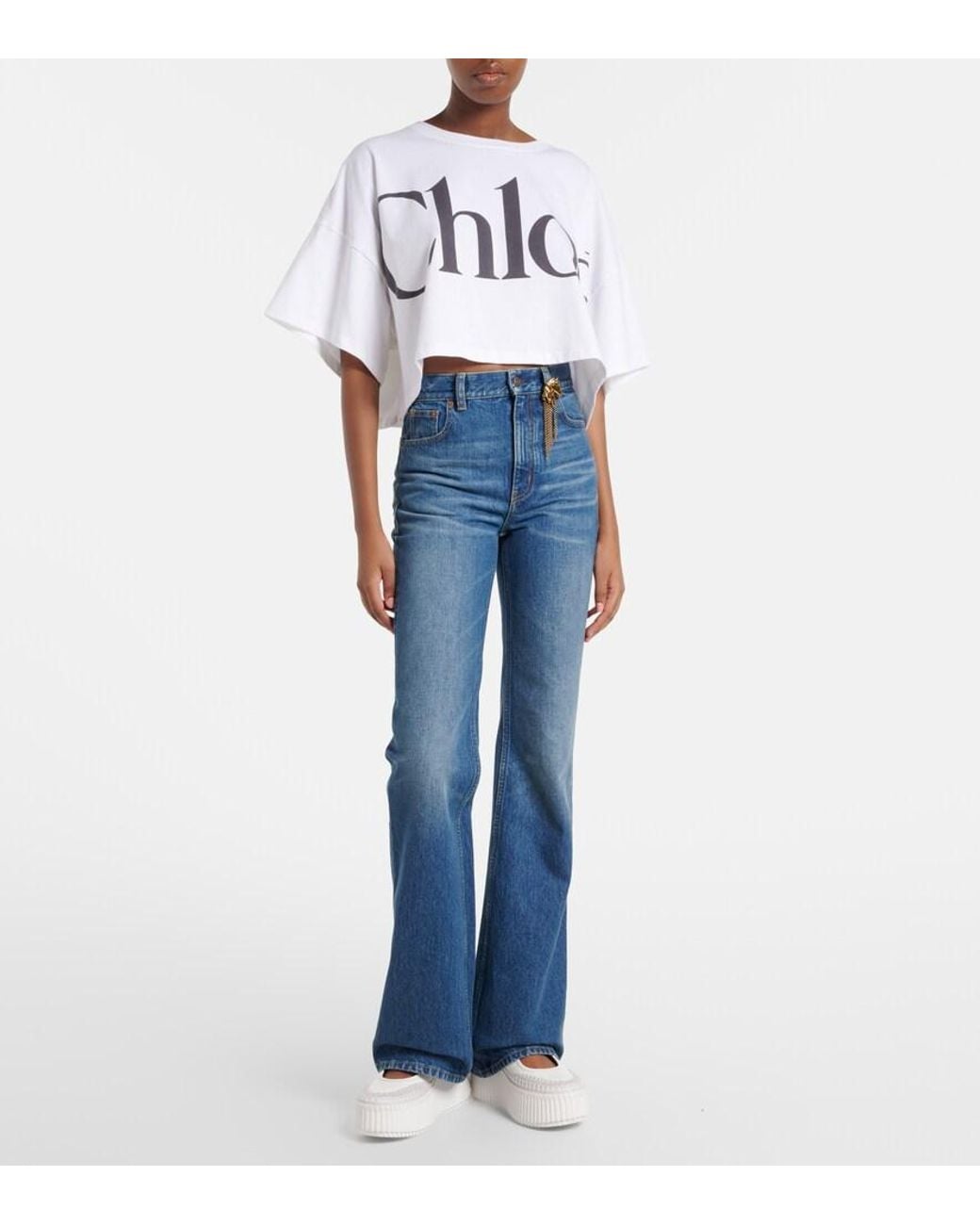 Chloé White Nama Leather Platform Sneakers