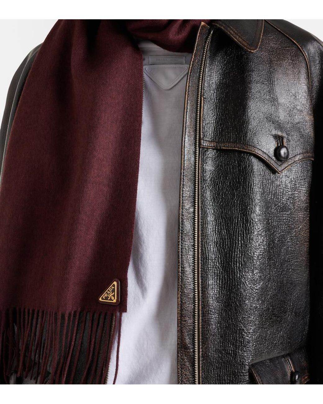 Prada Purple Fringed Silk And Cashmere Scarf