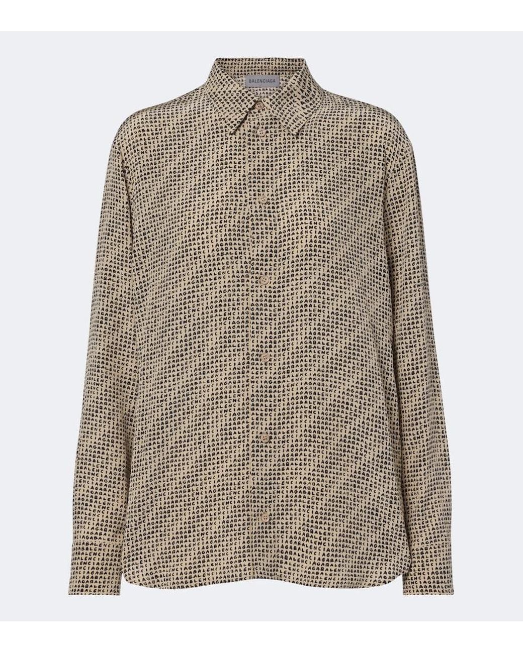 Balenciaga Brown Printed Silk Shirt
