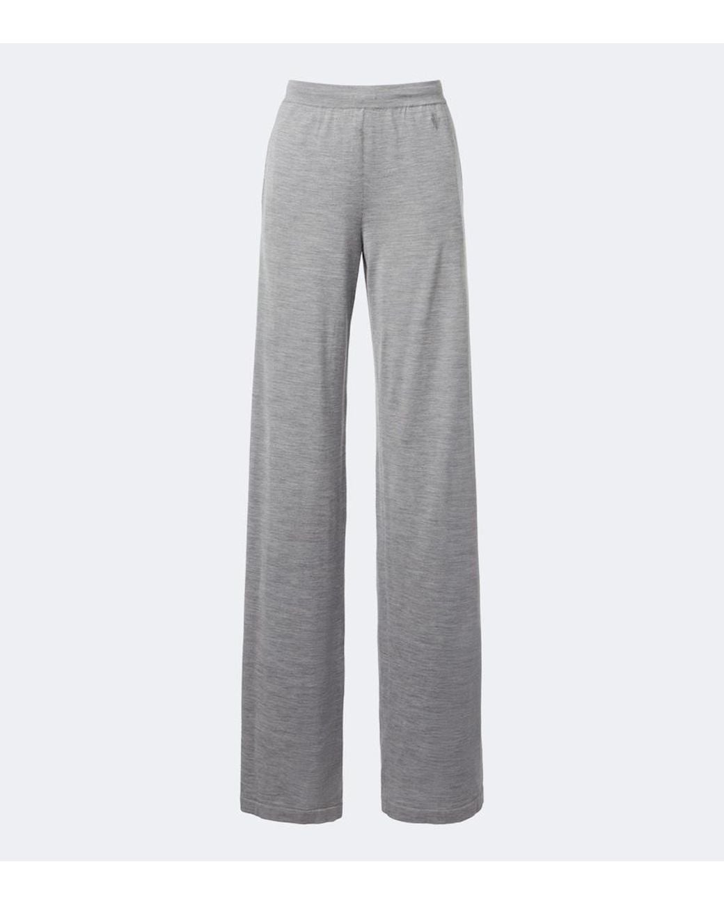 Gucci Gray Wool And Silk Wide-Leg Pants