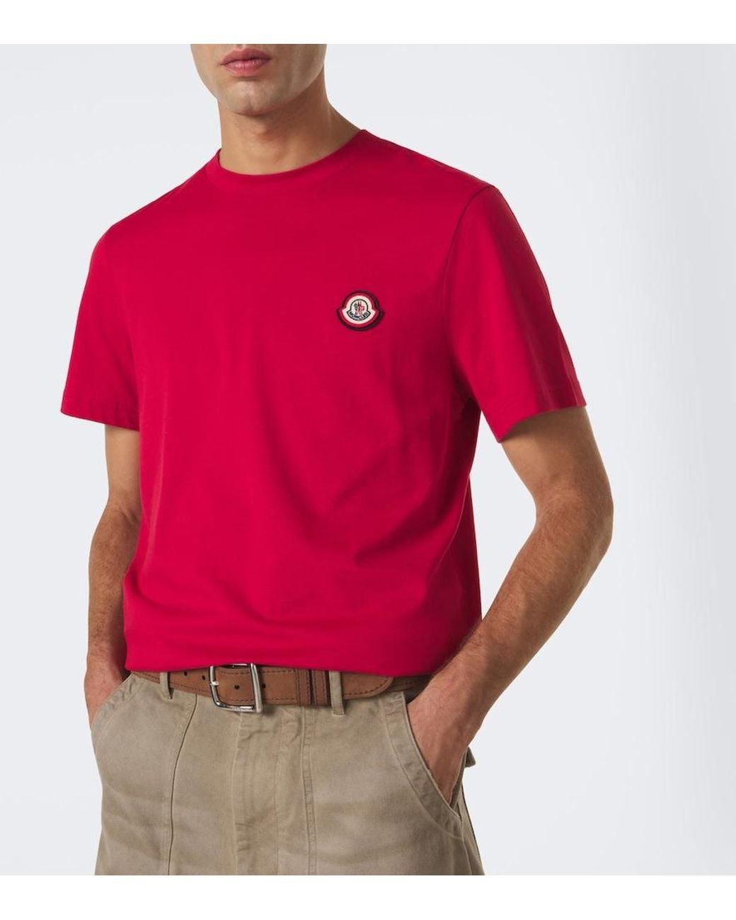 Moncler Red Cotton Jersey T-Shirt for men