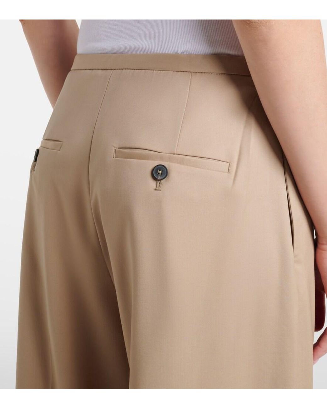 Rohe Natural Pleated Virgin Wool Wide-Leg Pants
