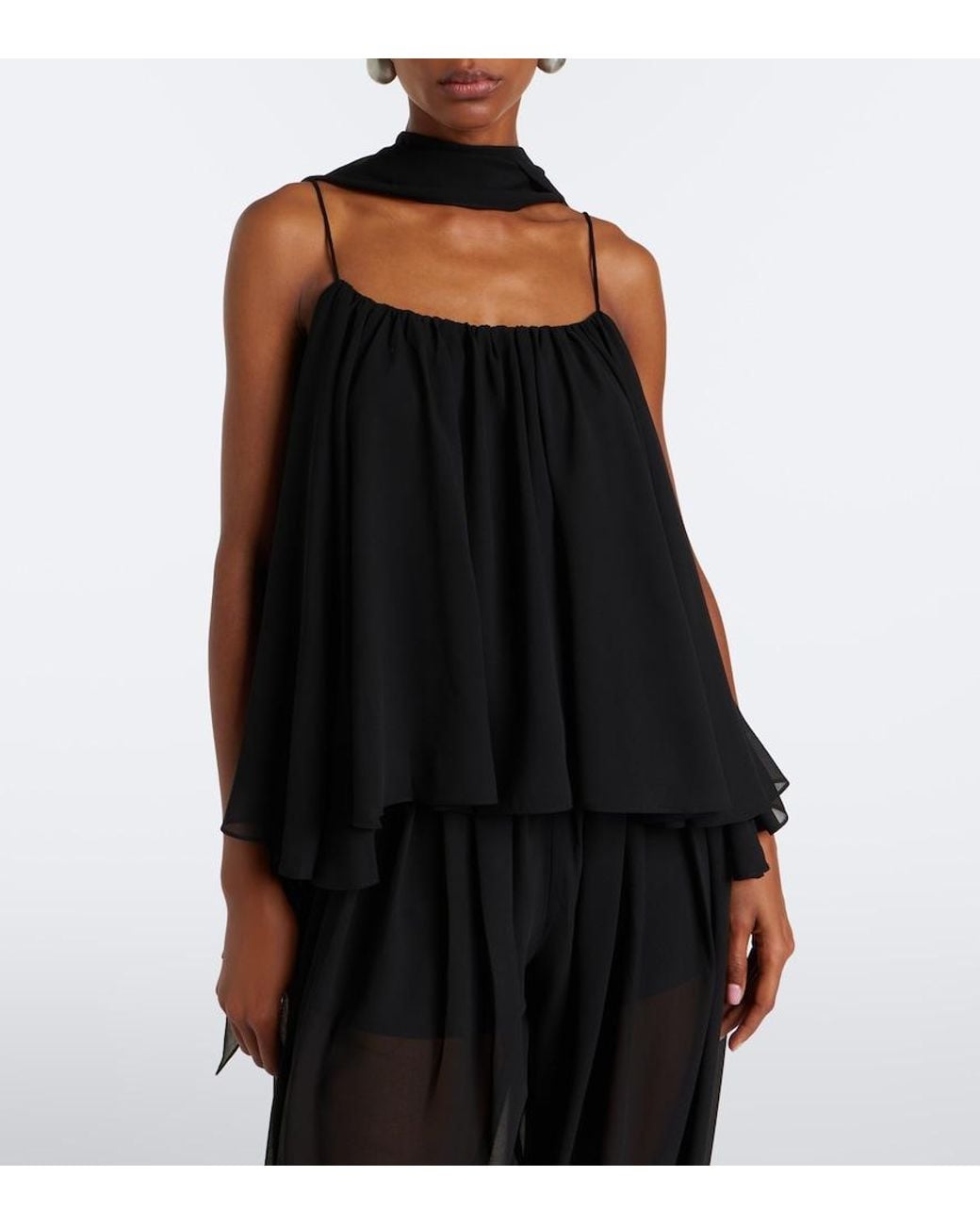 De La Vali Black Agapito Georgette Top
