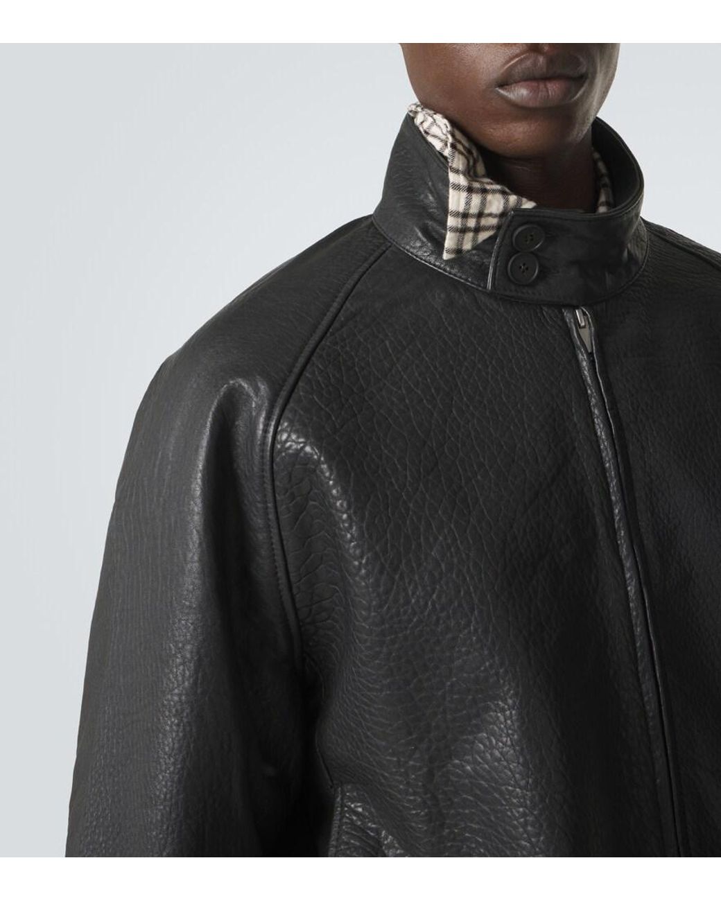 Studio Nicholson Over Leather Bomber Jacket in Black for Men | Lyst