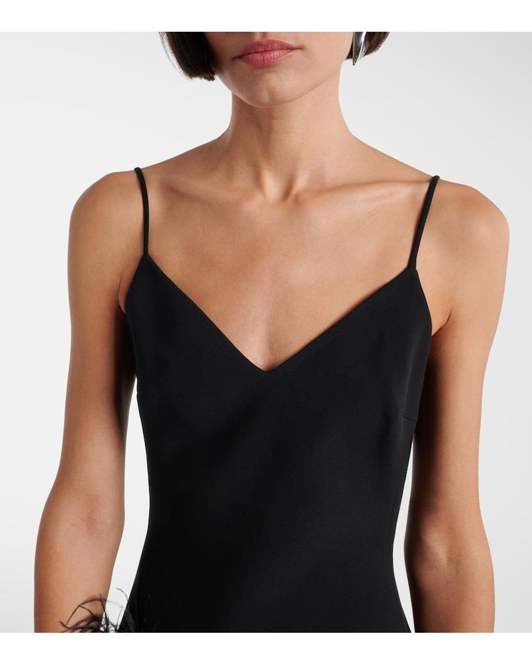 David Koma Black Feather-Trimmed Minidress