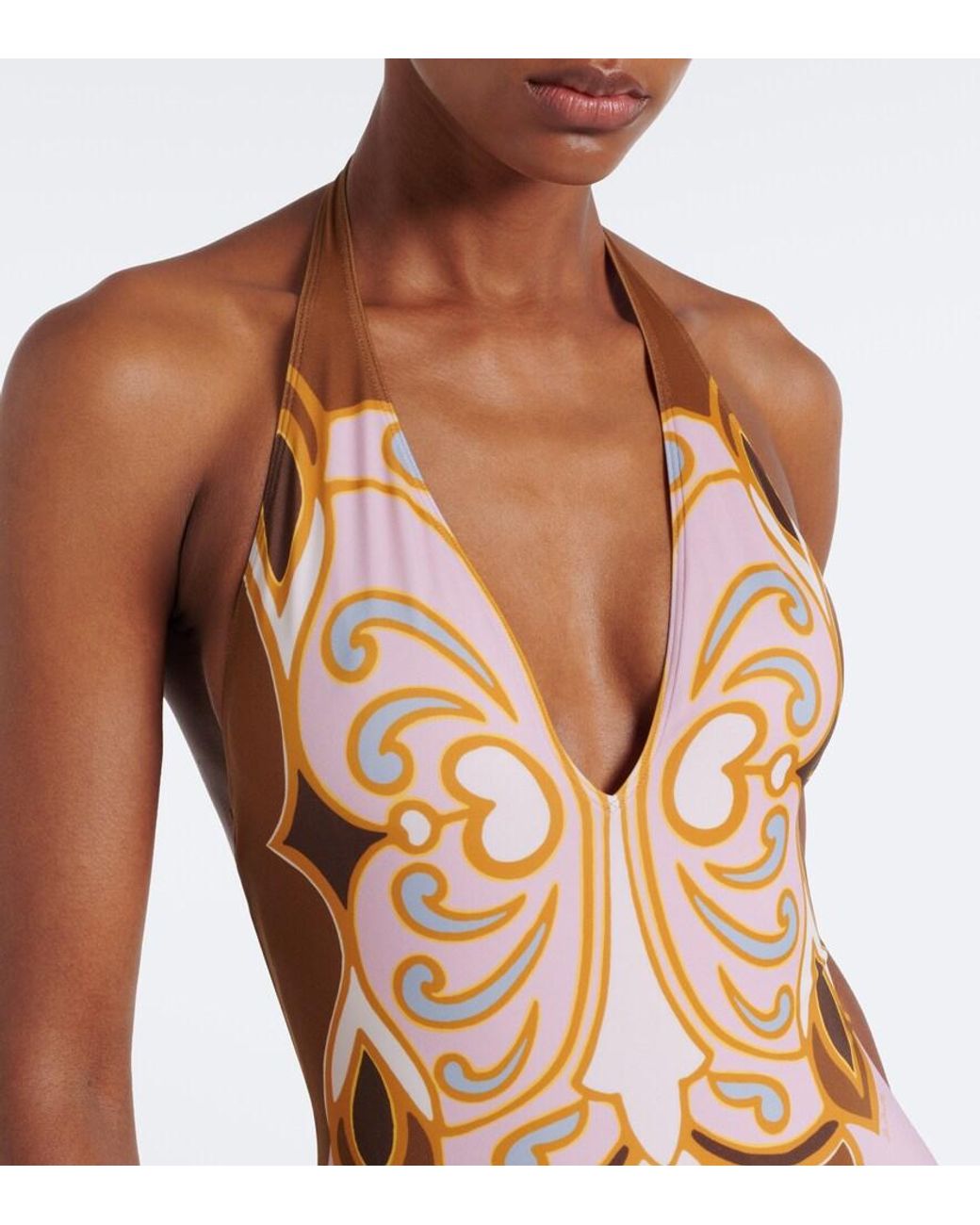 LaDoubleJ Pink Printed Halterneck Swimsuit