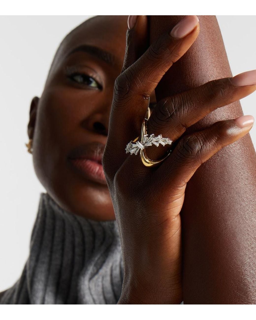 YEPREM White Golden Strada 18Kt And Ring With Diamonds