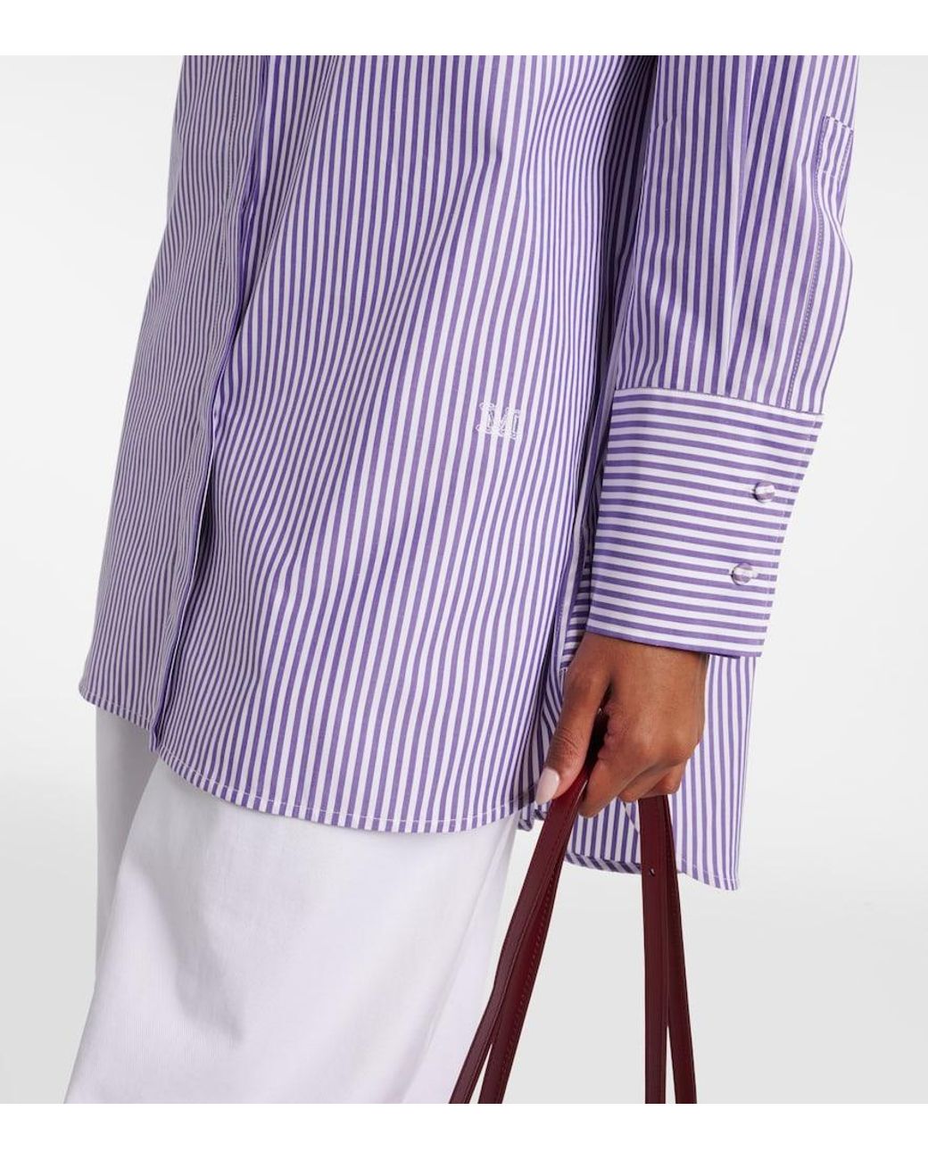 Max Mara Purple Tubinga Striped Poplin Shirt