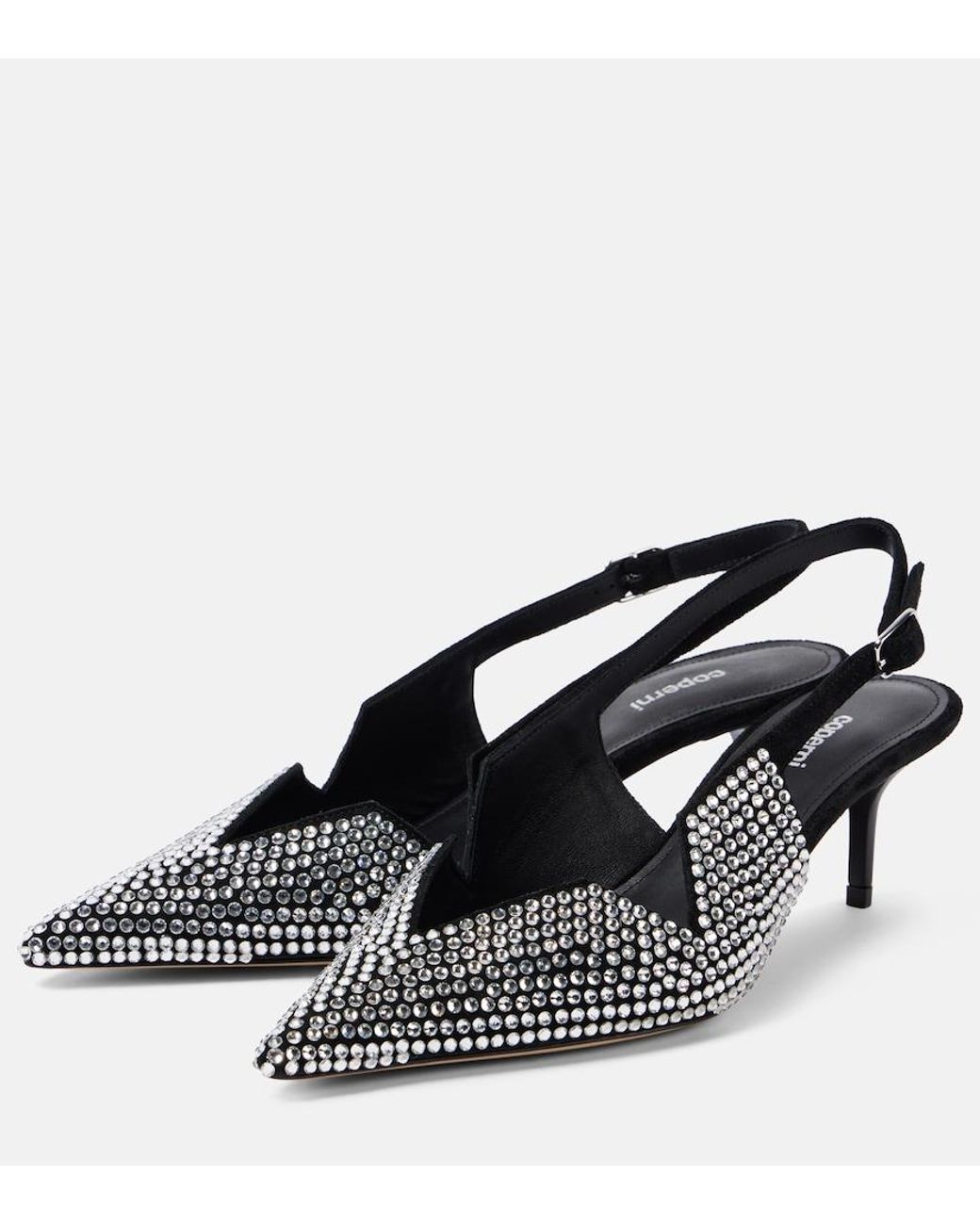 Coperni Black 65 Crystal-Embellished Leather Pumps