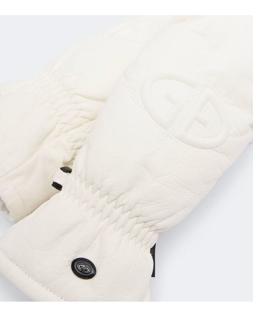 Goldbergh White Hilja Logo Leather Mittens