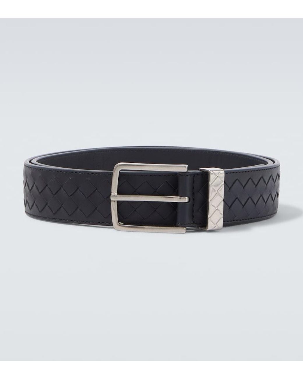 Bottega Veneta Black Intreccio Loop Leather Belt for men