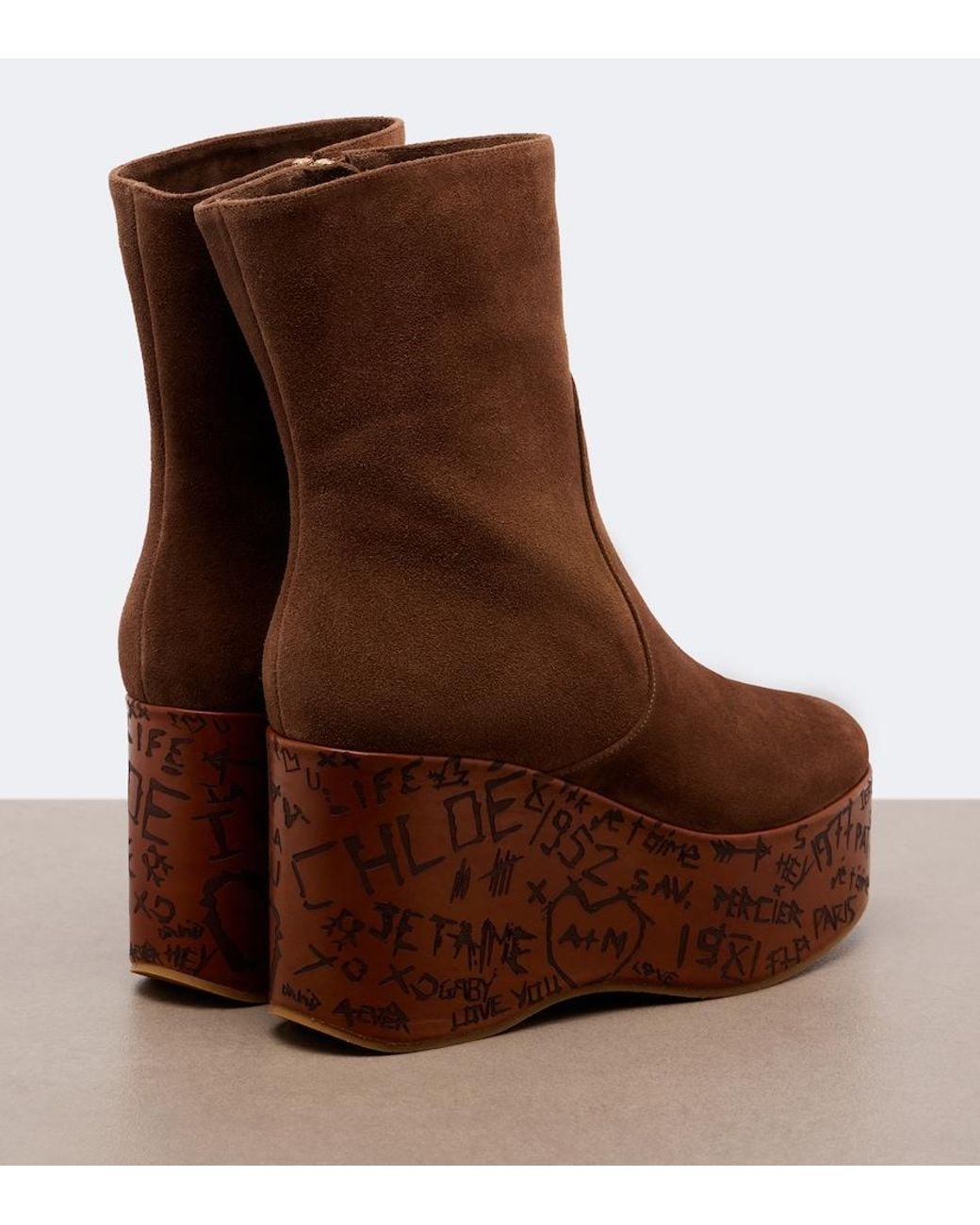 Chloé Brown Maxime Suede Mid-Calf Boots