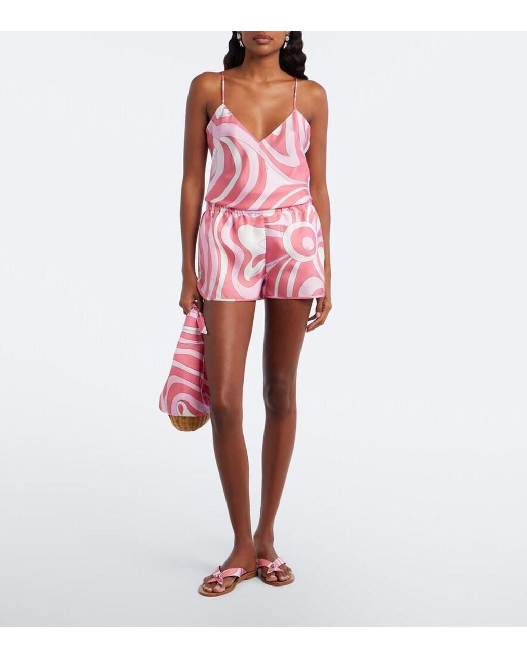 Emilio Pucci Pink Marmo Thong Sandals