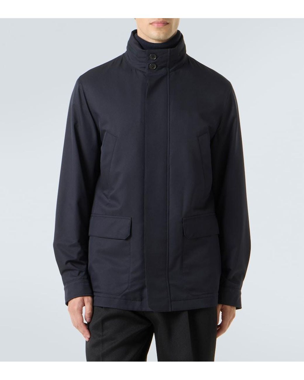 Zegna Blue Twill Field Jacket for men