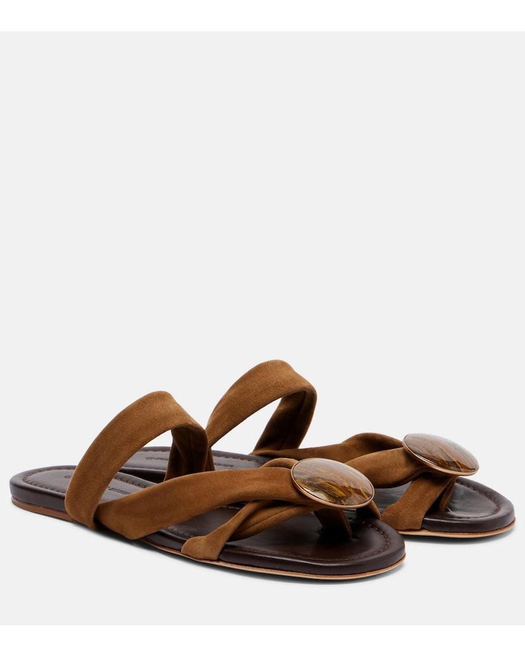Christopher Esber Brown Doma Embellished Suede Sandals