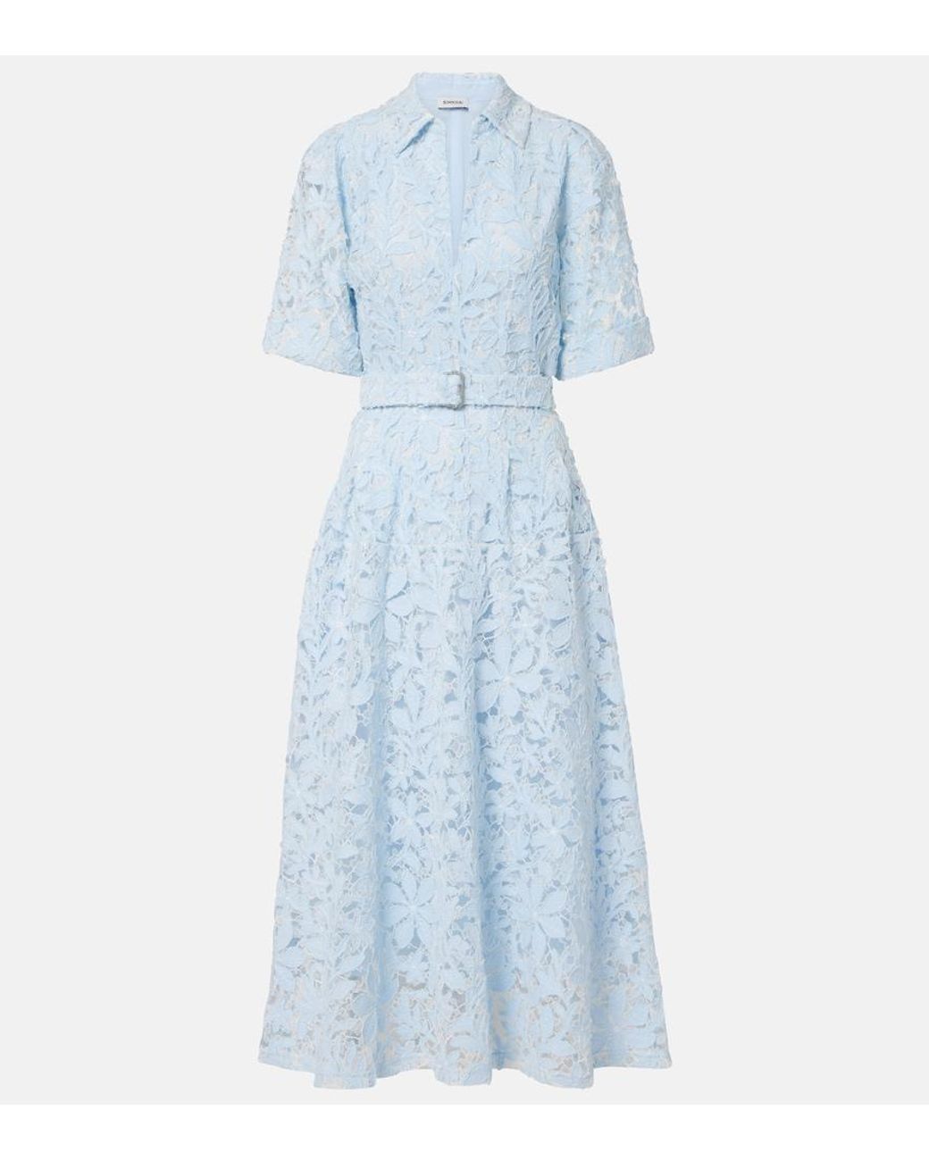 Jonathan Simkhai Blue Deanna Lace Guipure Cotton Midi Dress