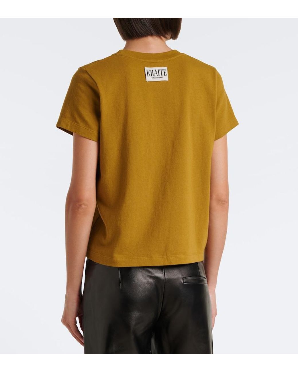 Khaite Yellow Emmylou Knitted Cotton T-Shirt