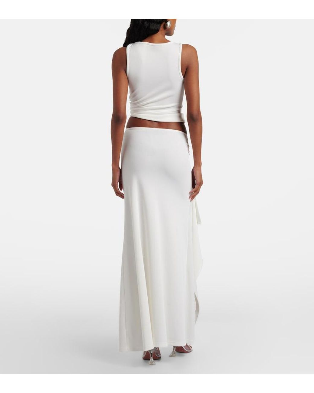 Christopher Esber White Occhio Embellished Jersey Maxi Skirt
