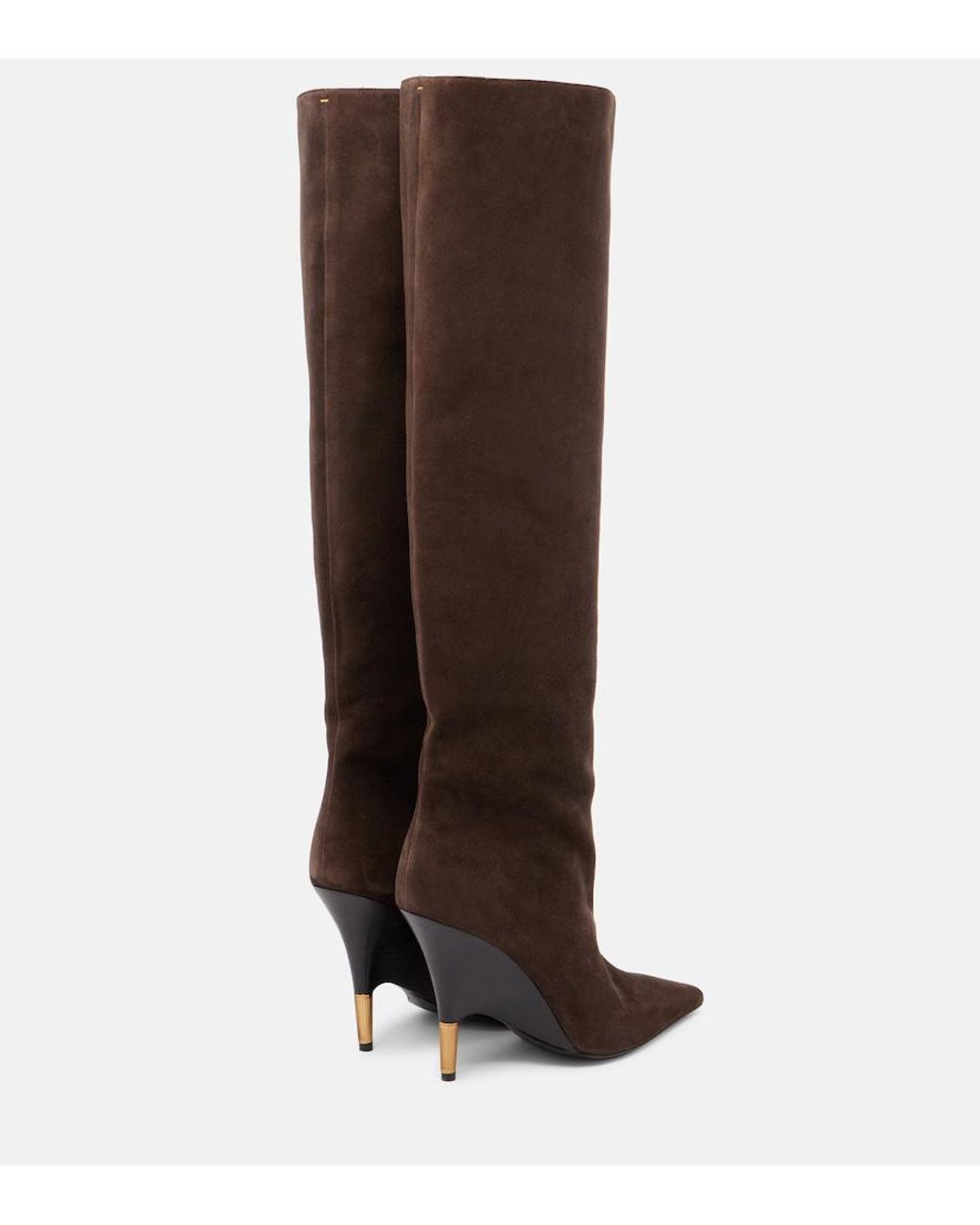 Khaite Brown Bella 100 Suede Knee-High Boots